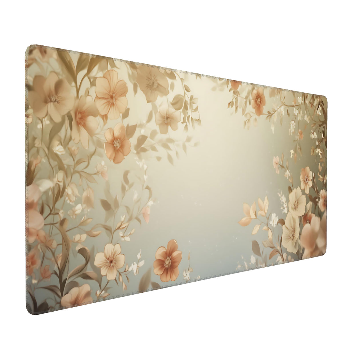 Cute Floral Aesthetic Daisy Gaming Mouse Pad, Muted Green Dreamy Desk Mat with Anti-Slip Base &