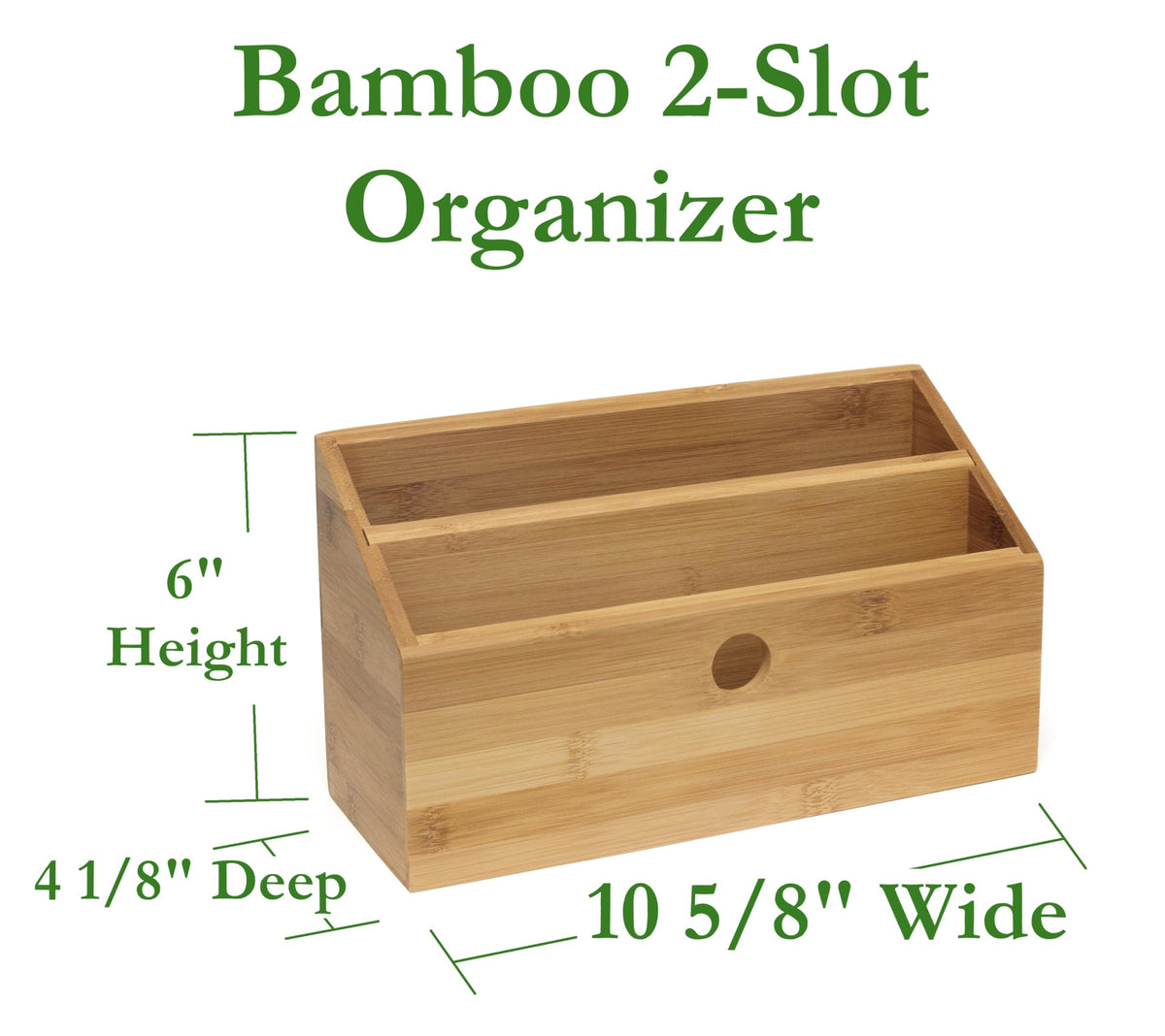 Lipper International 808 Bamboo Wood 2-Slot Office Supply Desk Organizer, 10 3/4" x 4 1/8" x 6"