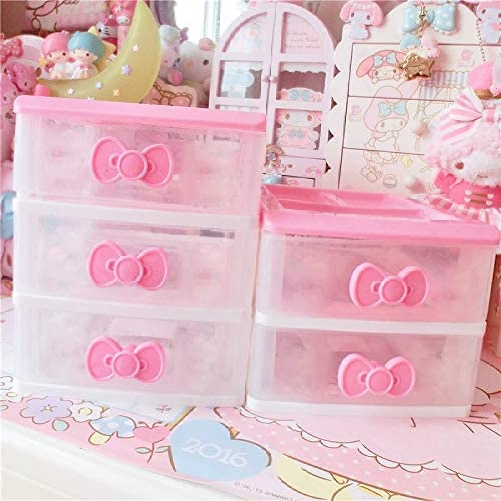 PEXIZUAN Kawaii Makeup Organizer/ Desk Organizer for Room Accessories. Desk/ Room Decor for Room