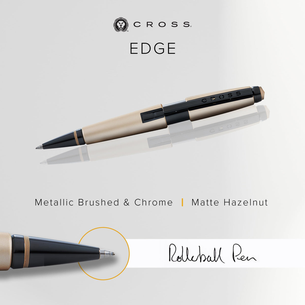 Cross Edge Matte Hazelnut Gel Rollerball Pen, Medium Point, Black Ink