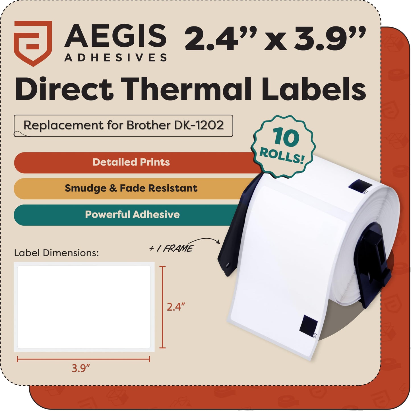 Replacement for Brother DK-1202, 2.4x3.9 Inches Thermal