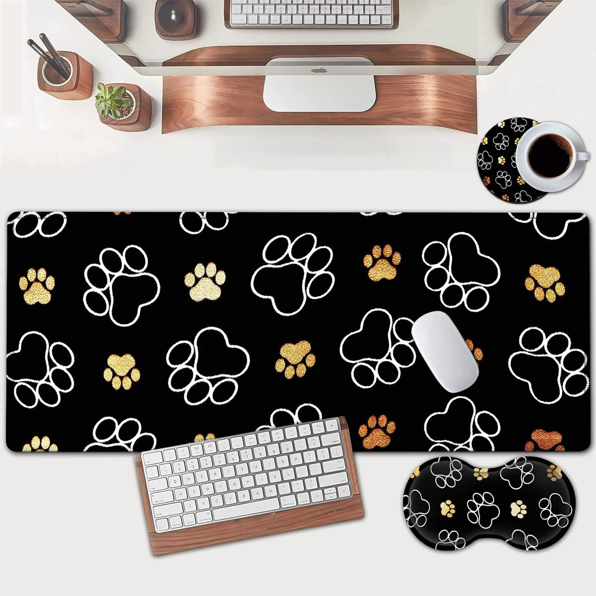 Large Mouse Pad, Extended Office Desk Pad 31.5x11.8in, Ergonomic Memory Foam Mouse Wrist Rest