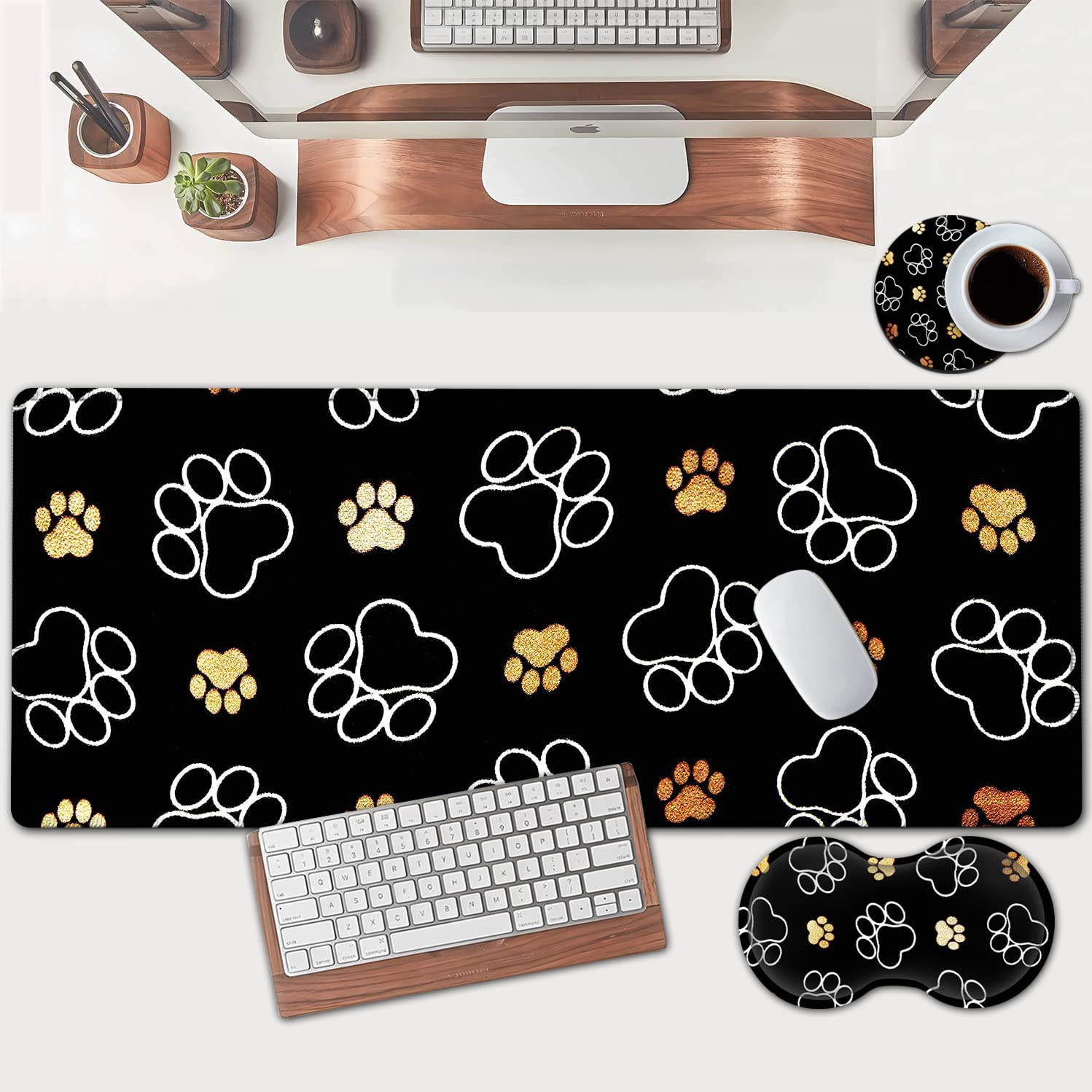 Large Mouse Pad, Extended Office Desk Pad 31.5x11.8in, Ergonomic Memory Foam Mouse Wrist Rest