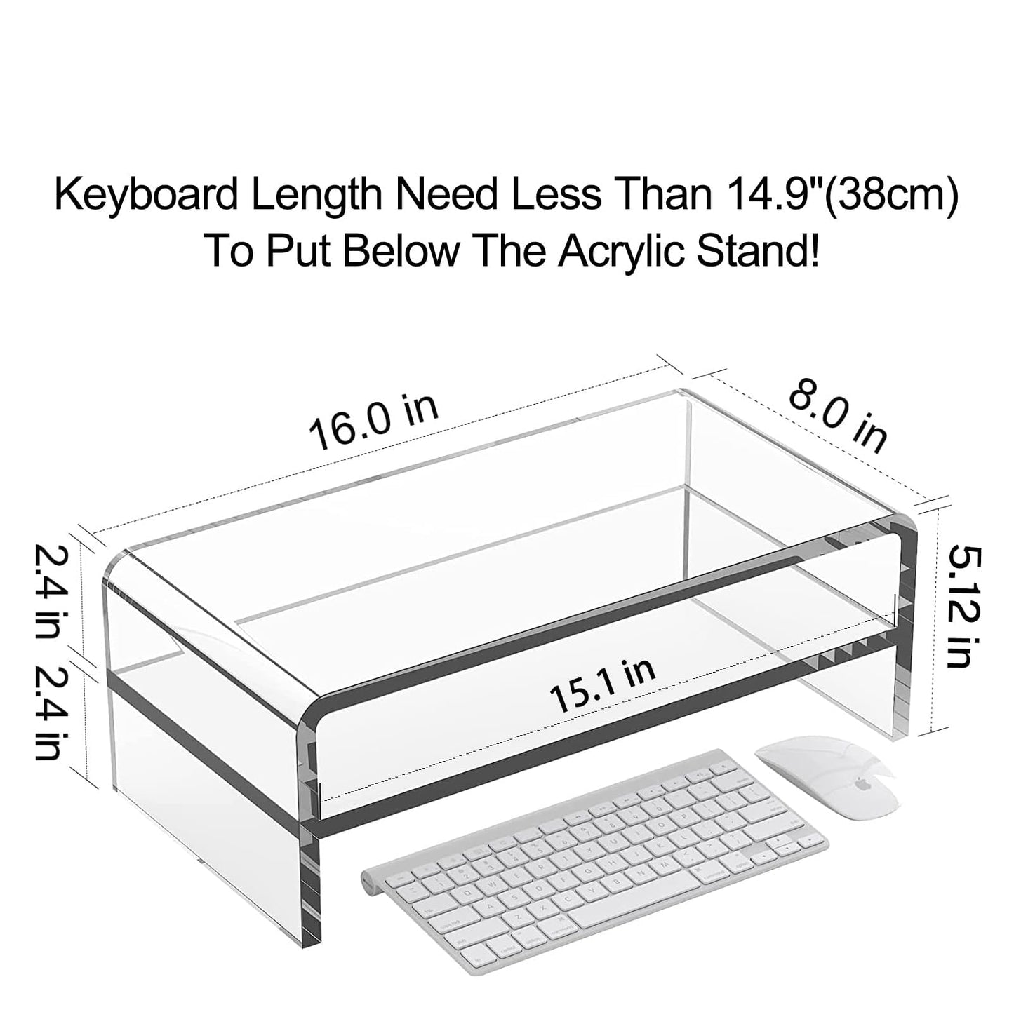 Egchi Clear Acrylic Monitor Stand Riser 2 Tier, 5.12 Inches High Clear Computer Desk Organizer