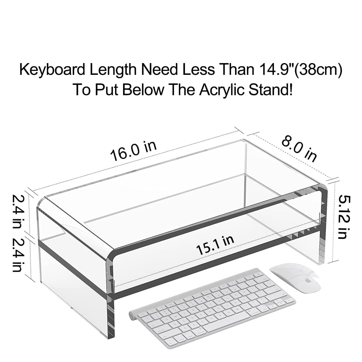 Egchi Clear Acrylic Monitor Stand Riser 2 Tier, 5.12 Inches High Clear Computer Desk Organizer