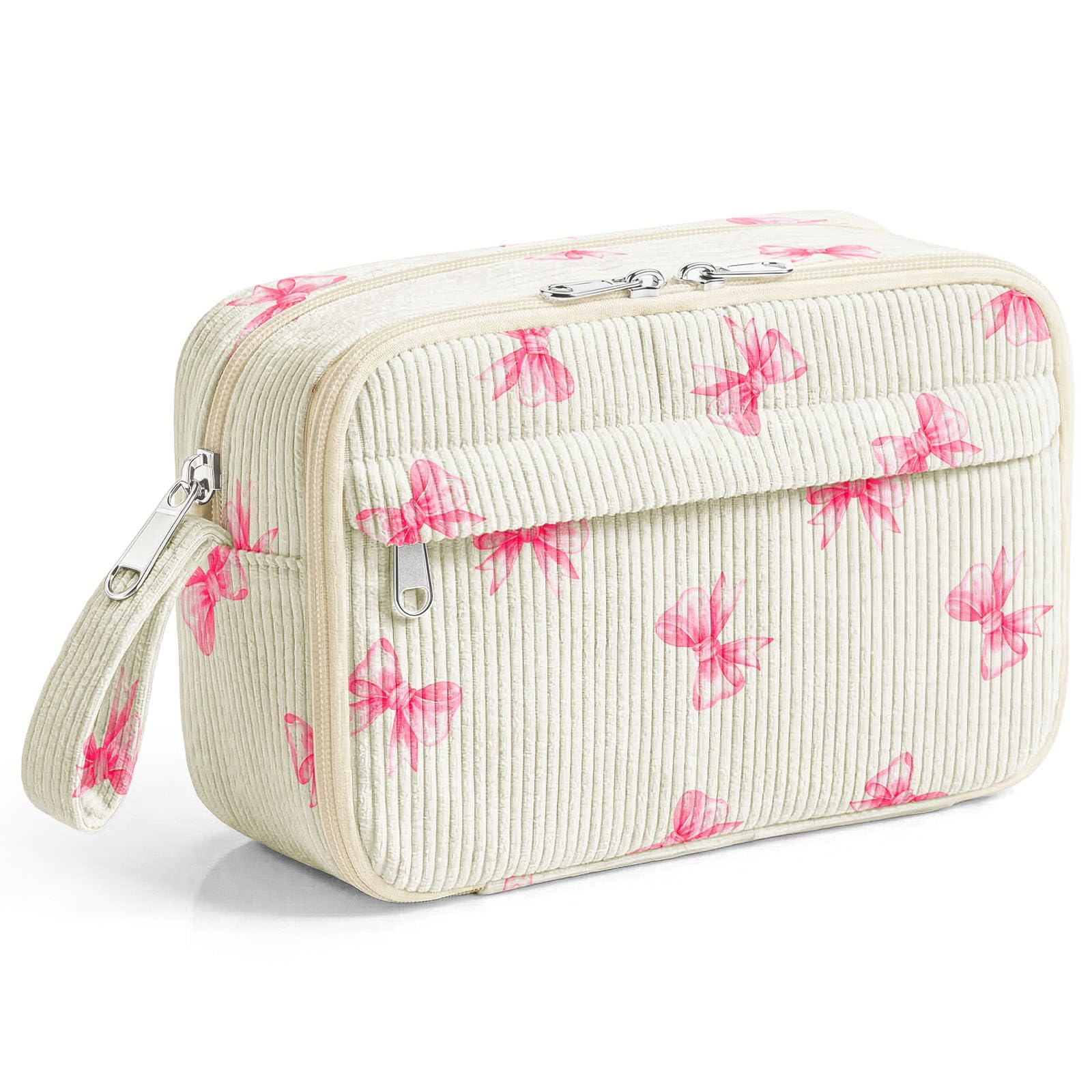 WOBAGMEN Cute Pencil Case,Large Corduroy Zippered Pencil Case Pouch, aesthetic Pencil Bag with