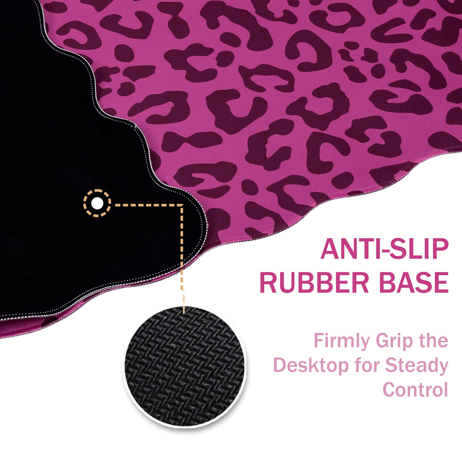 L-SPOUTTO Hot Pink Leopard Mouse Pad,Scalloped Desk Mat XXL Gaming Mousepad