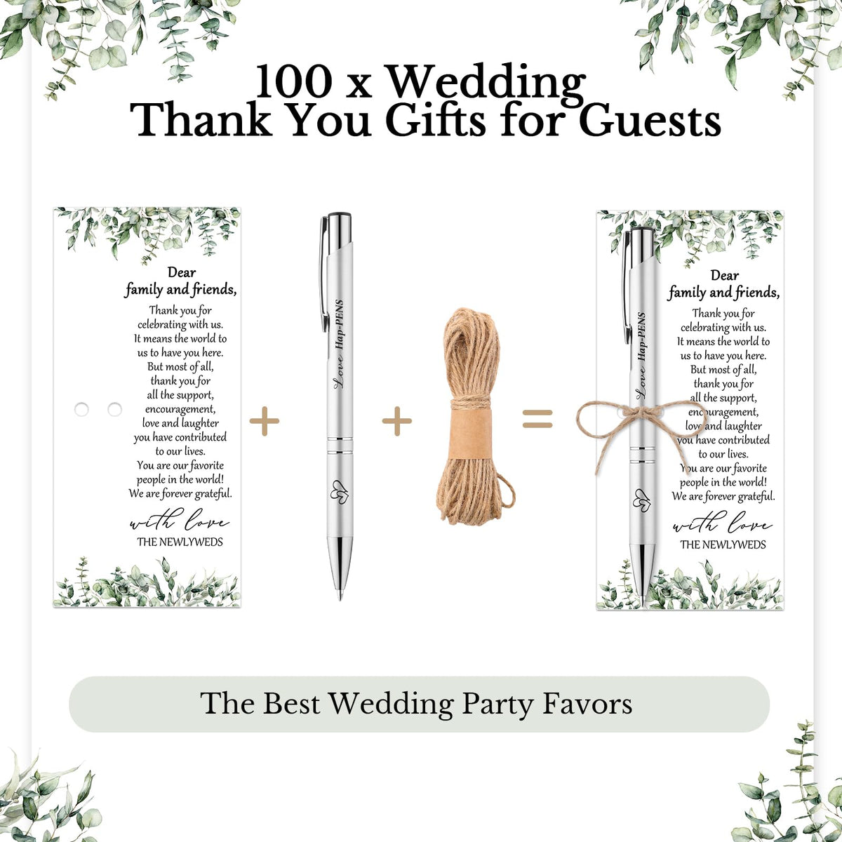 Humyoun 100 Set Wedding Favors for Guests Black Ink Pen for Bridal Party