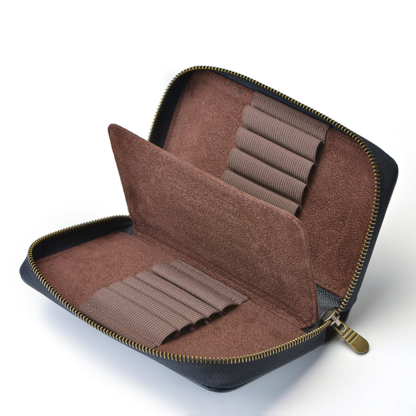 Fountain Pen Case Genuine Leather Pen Case 10 Divided Slots Black, Rollerball Pen Holder Handmade