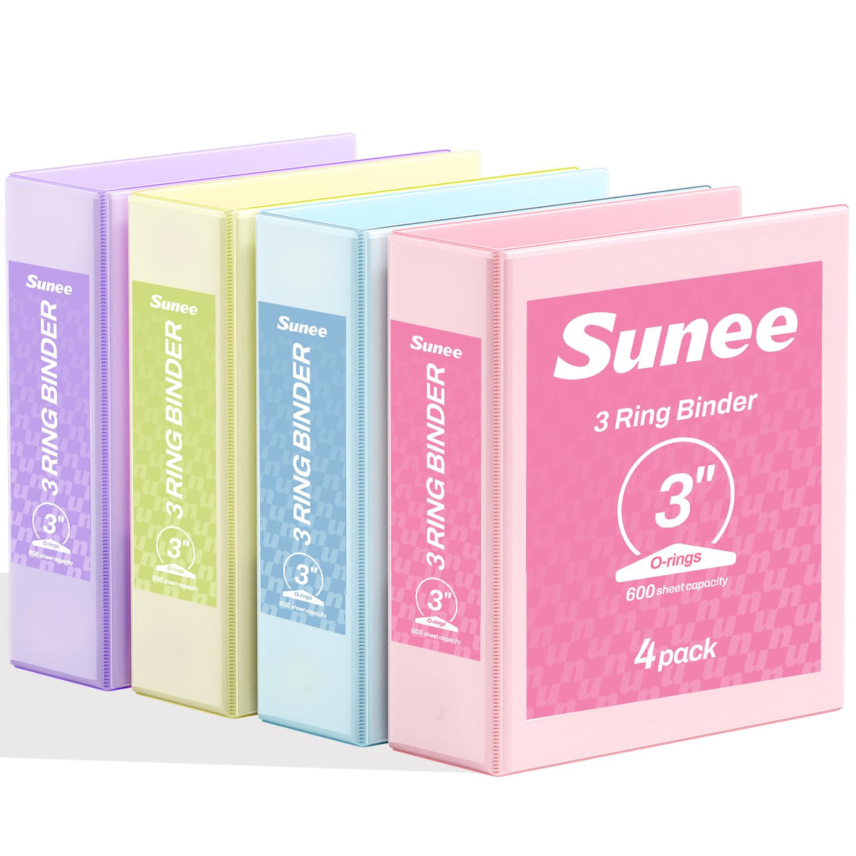 SUNEE 3 Ring Binder 3 Inch 4 Pack, 3" Large Clear View Binders Three Ring PVC-Free (Fit 8.5x11