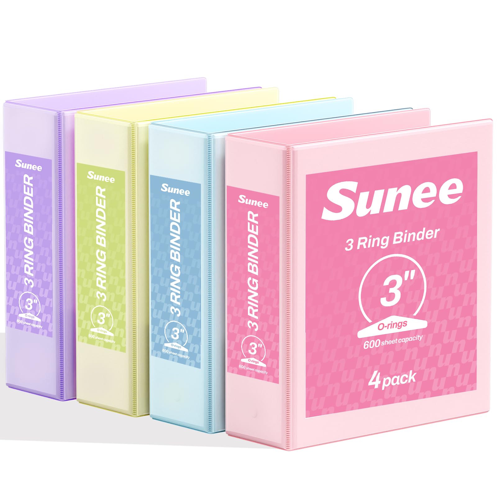 SUNEE 3 Ring Binder 3 Inch 4 Pack, 3" Large Clear View Binders Three Ring PVC-Free (Fit 8.5x11