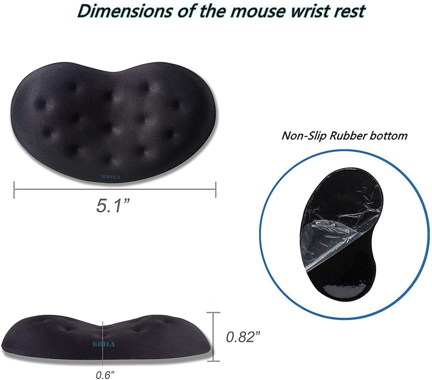 BRILA Memory Foam Mouse & Keyboard Wrist Rest Support Pad Cushion Set for Computer, Laptop, Office