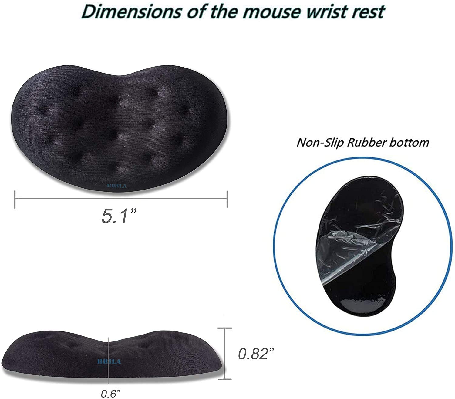 BRILA Memory Foam Mouse & Keyboard Wrist Rest Support Pad Cushion Set for Computer, Laptop, Office