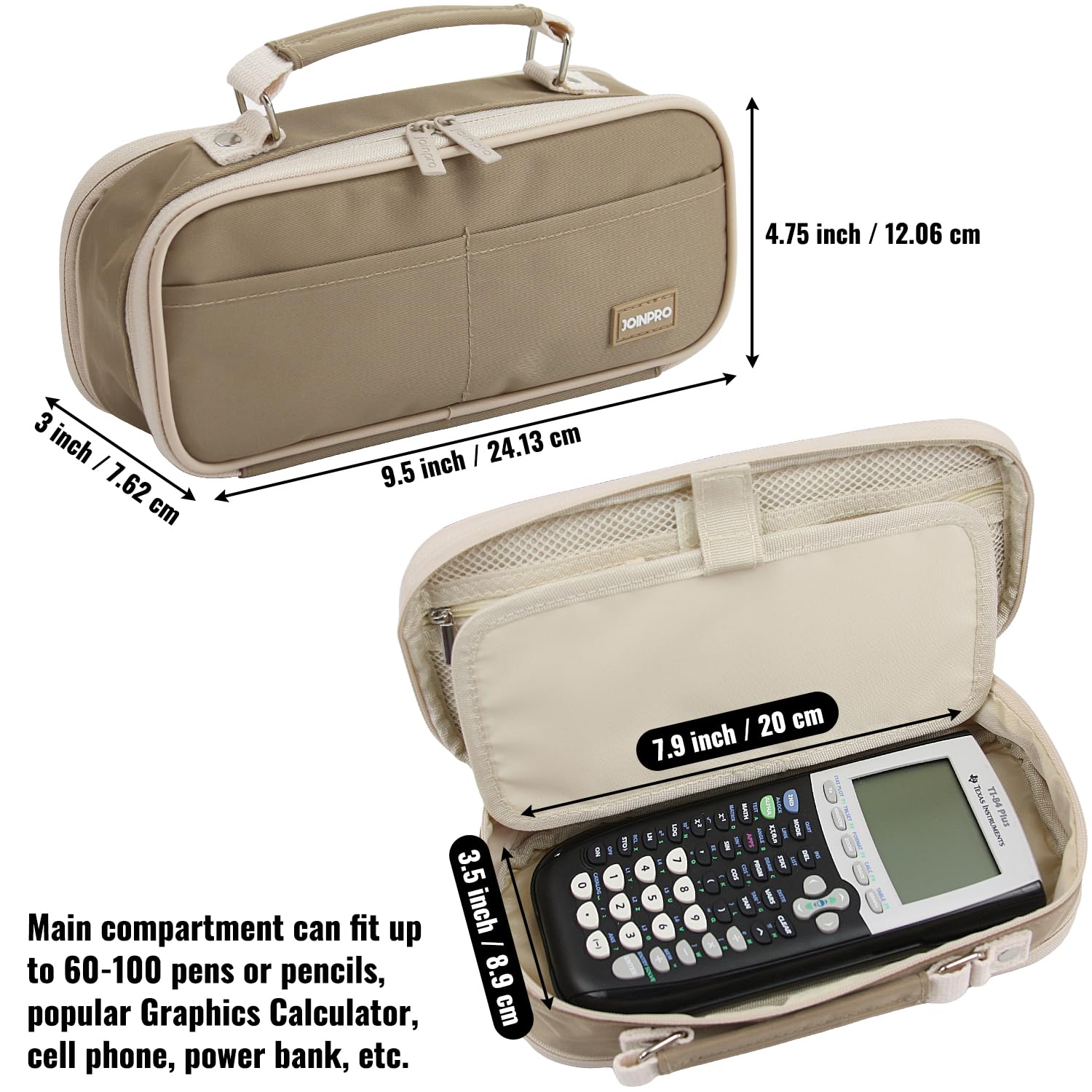 JOINPRO Large Capacity Pencil Case, 4 Compartment Pen Pouch Organizer with Double Zipper, Storage