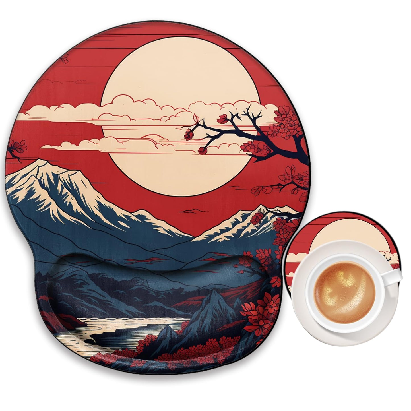 Mountain Mouse Pad with Wrist Support Setting Sun Mousepad Wrist Rest Gel Mouse Mat Sunset Cushion