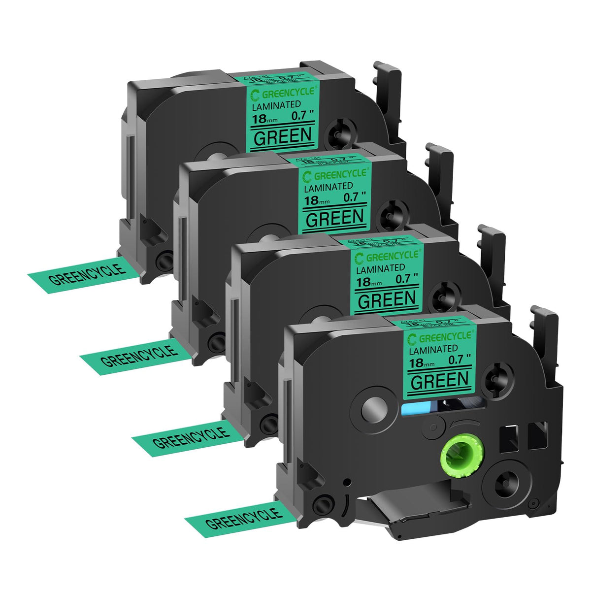 GREENCYCLE 18mm Label Tape Compatible for Brother P-Touch Label Makers TZe-741 TZ-741 18mm 0.7