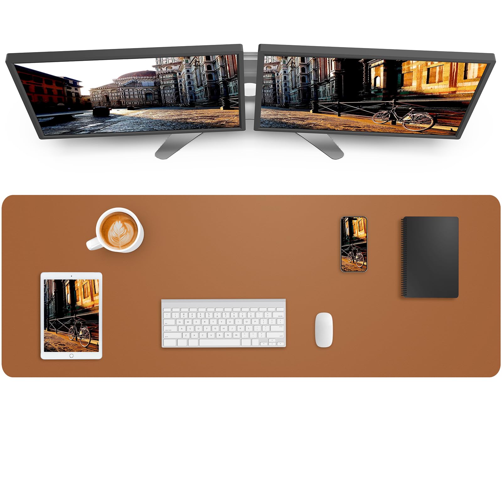 Leather Desk Pad Protector, Mouse Pad, Office Desk Mat, Non-Slip PU Leather Desk Blotter, Large