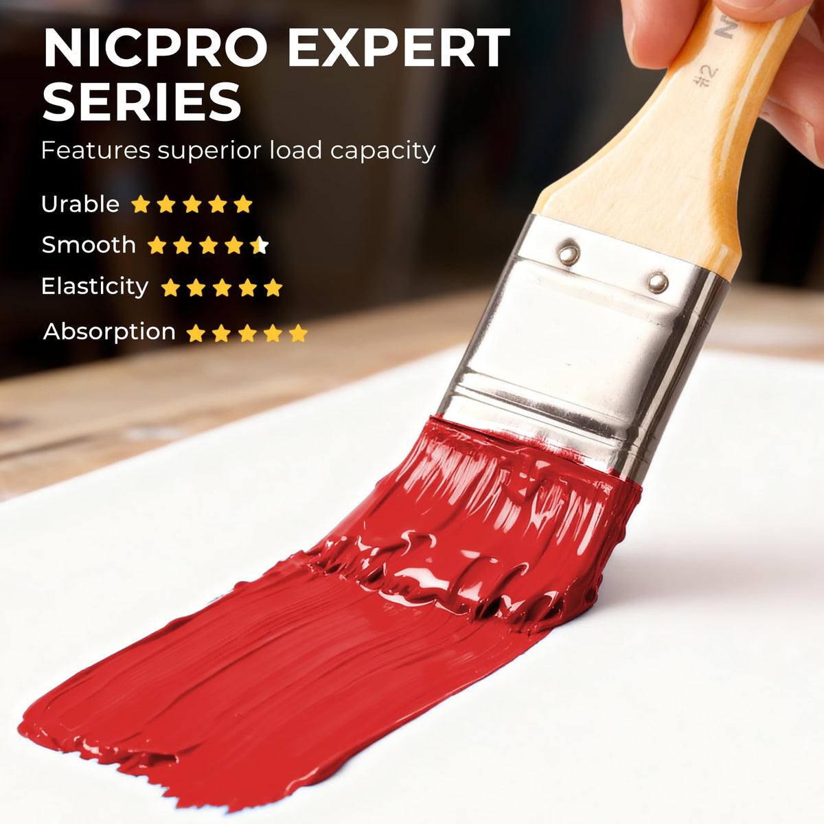 Nicpro 26pcs Professional Paint Brush Set with Palette Knife & Canvas Roll