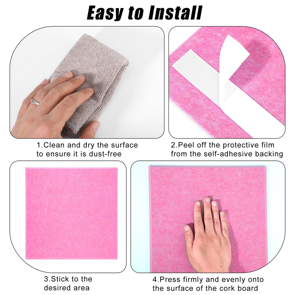 Large Cork Board 36" x 24", 6 Pack Felt Bulletin Board, Pin Boards