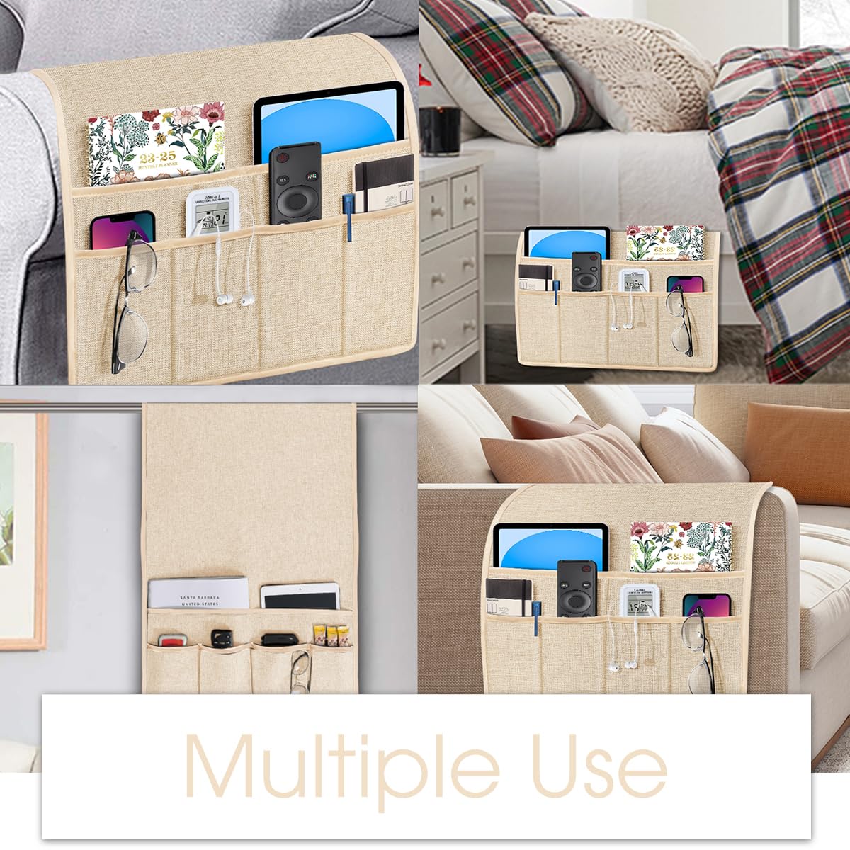 Joywell Remote Control Holder Armchair Caddy Armrest Organizer Champagne
