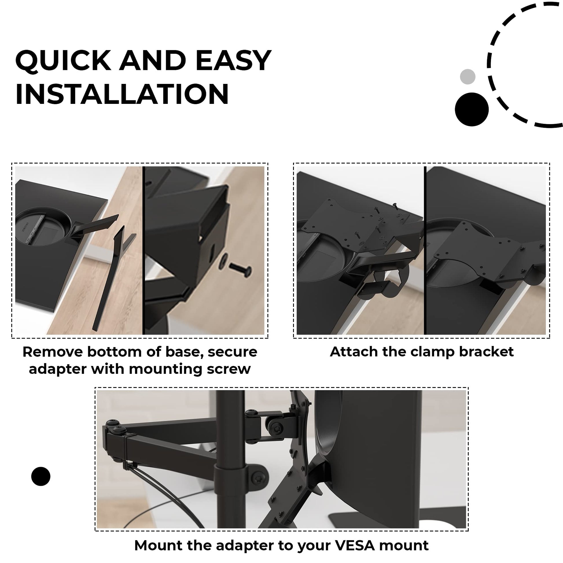 HumanCentric VESA Mount Adapter for Samsung Curved Monitors CF397 & CRG5