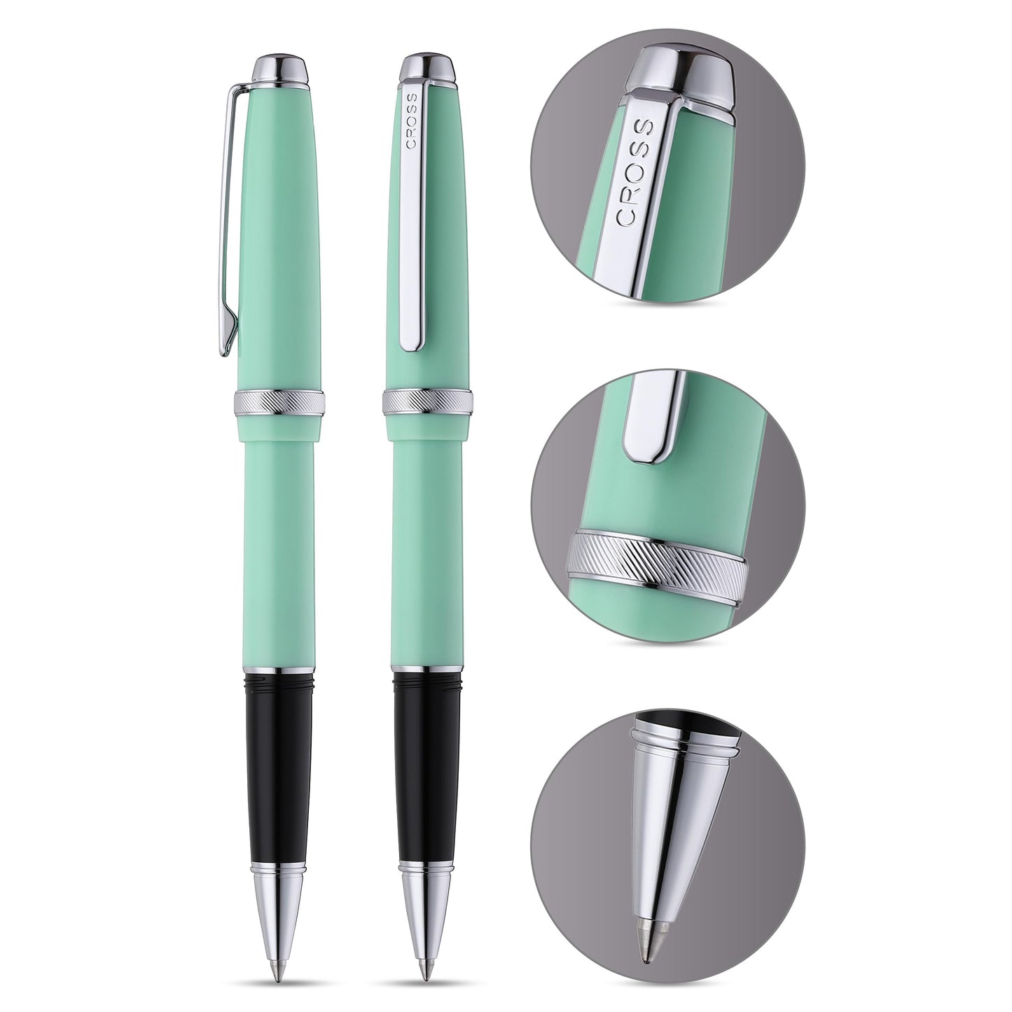 Cross Lume Seafoam Polished Chrome Ballpoint Pen, Medium Point, Black Ink