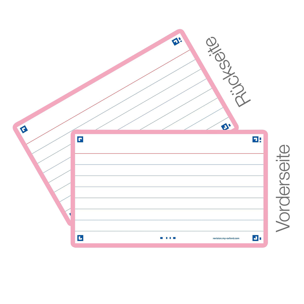 Oxford Flash Cards, Ruled with Pink Frame, 7.5 x 12.5 cm, Pack of 80