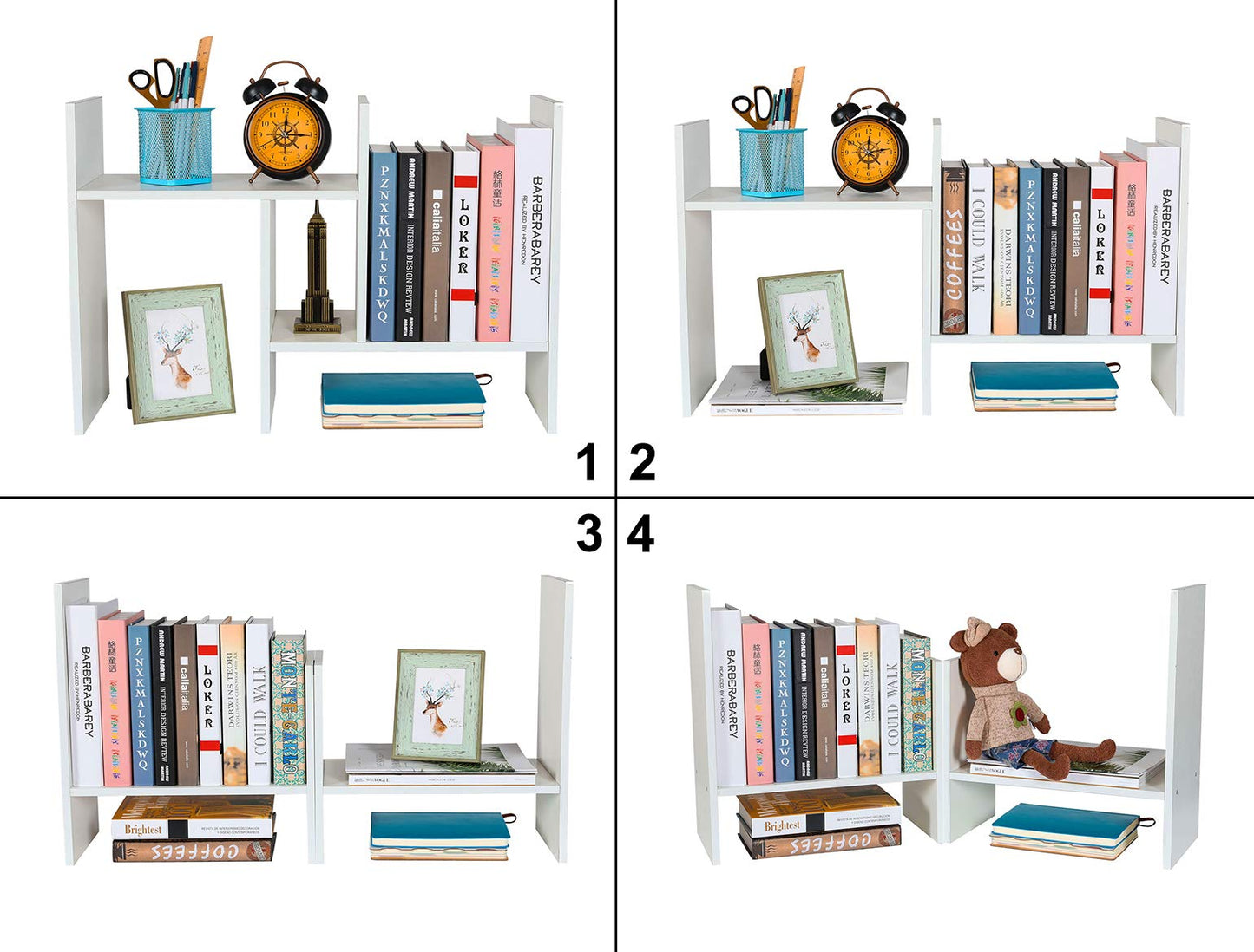 PAG-Mass Desktop Bookshelf Freestanding Wooden Countertop Bookcase Accessories Organizer Display