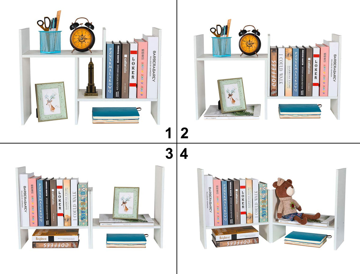PAG-Mass Desktop Bookshelf Freestanding Wooden Countertop Bookcase Accessories Organizer Display