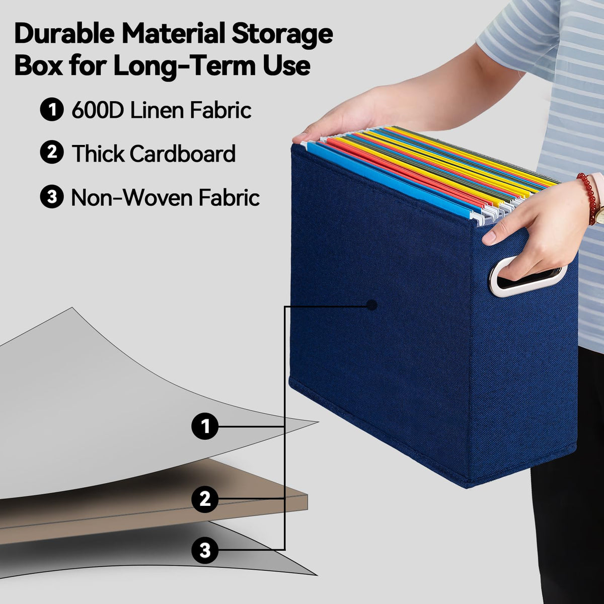 ComfortKeeper 4 Pack Letter Size File Storage Box Collapsible, Fabric Hanging File Folders