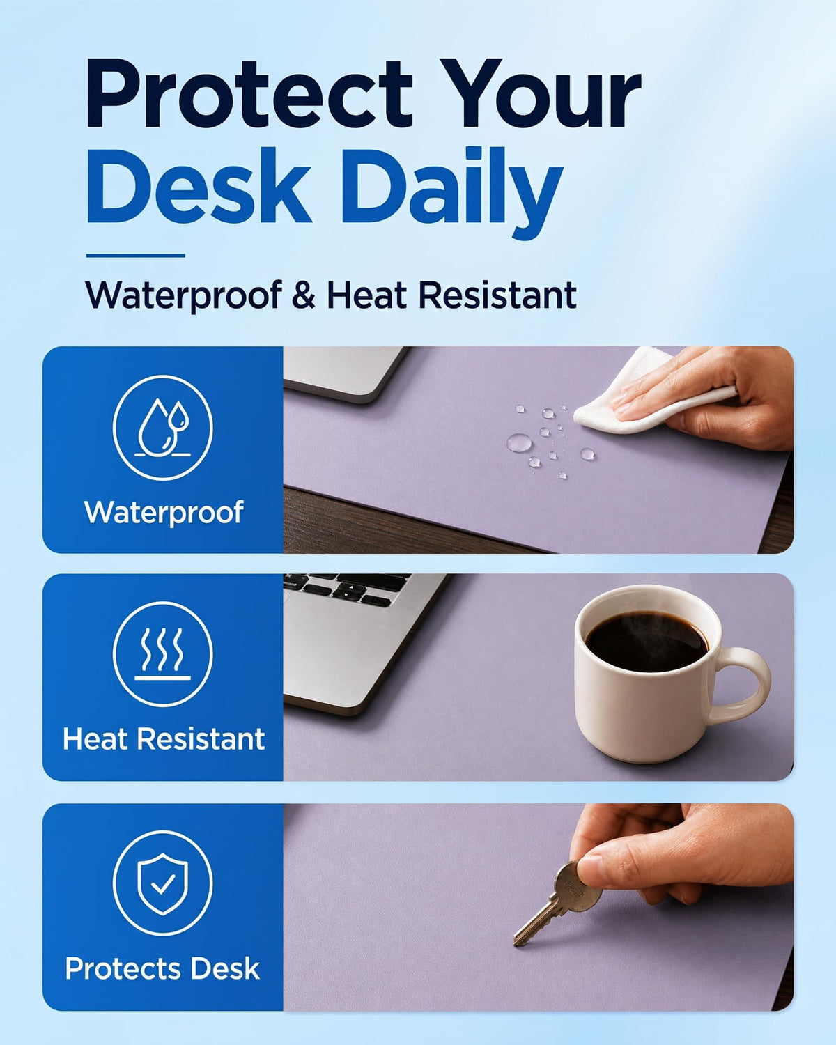 Aothia Dual-Sided Desk Mat, FSC Cork & PU Leather Desk Pad, Large Mouse Pad & Writing Surface for