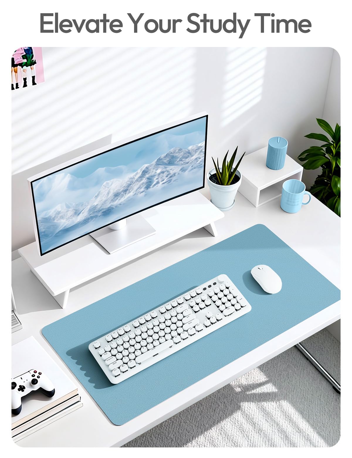 YSAGi Leather Desk Protector, Office Mat, Large Mouse Pad, Non-Slip PU Leather Blotter, Laptop