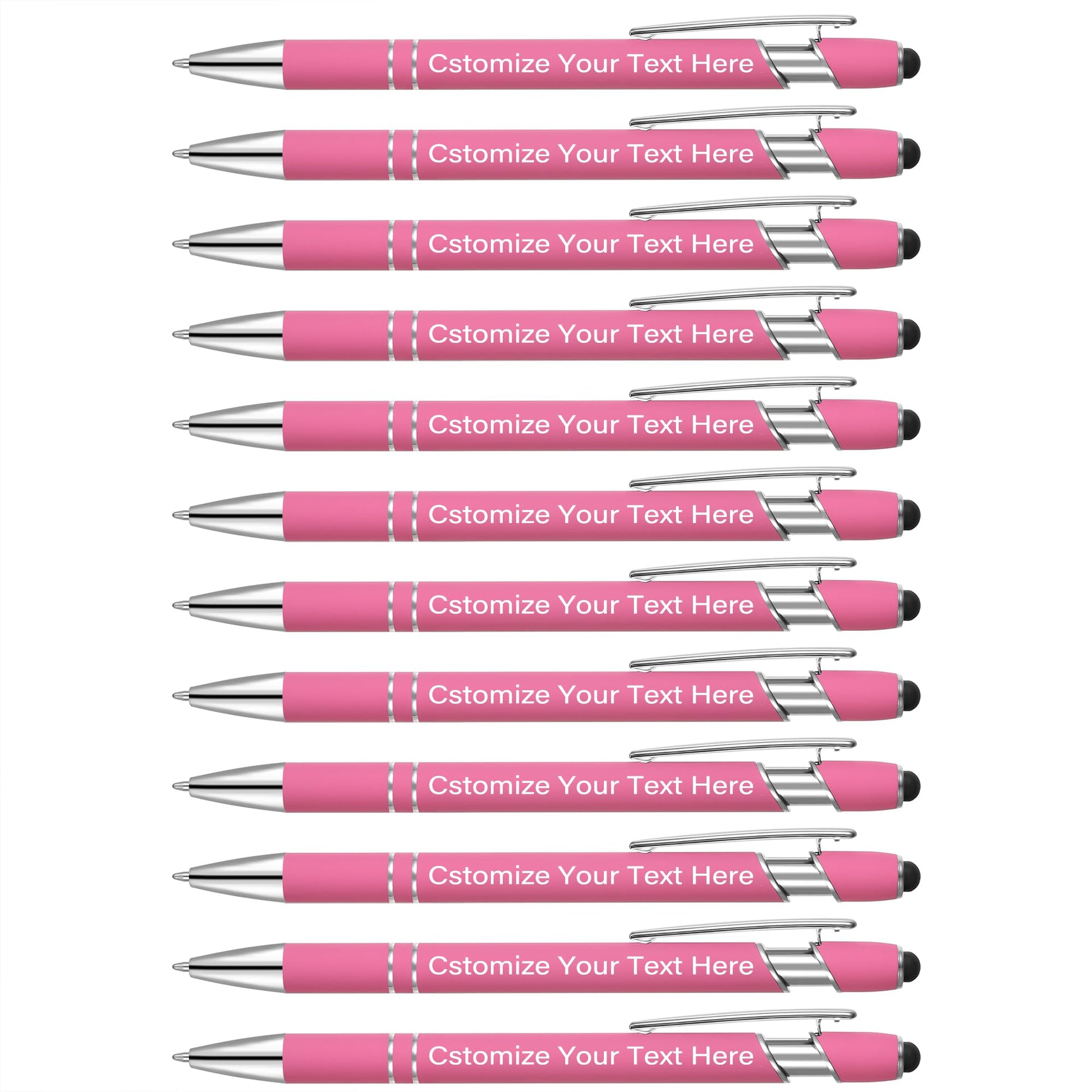 Kingluu 12 Pcs Personalized Ballpoint Pens with Stylus,Smooth Writing,Black Ink Custom Pens with