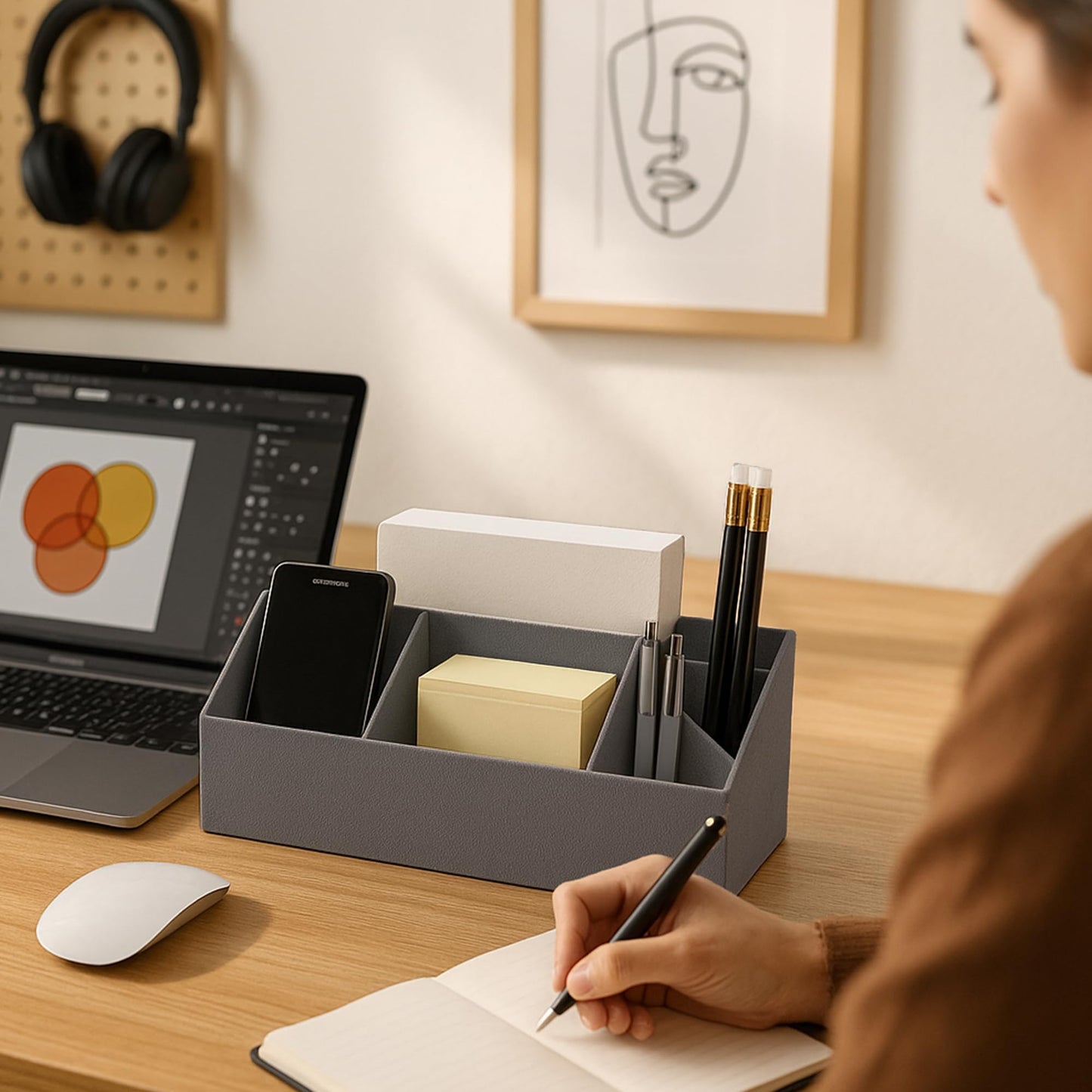 Bigso Elisa Desktop Organizer - Durable Office Desk Organizer with 7 Compartments for Office