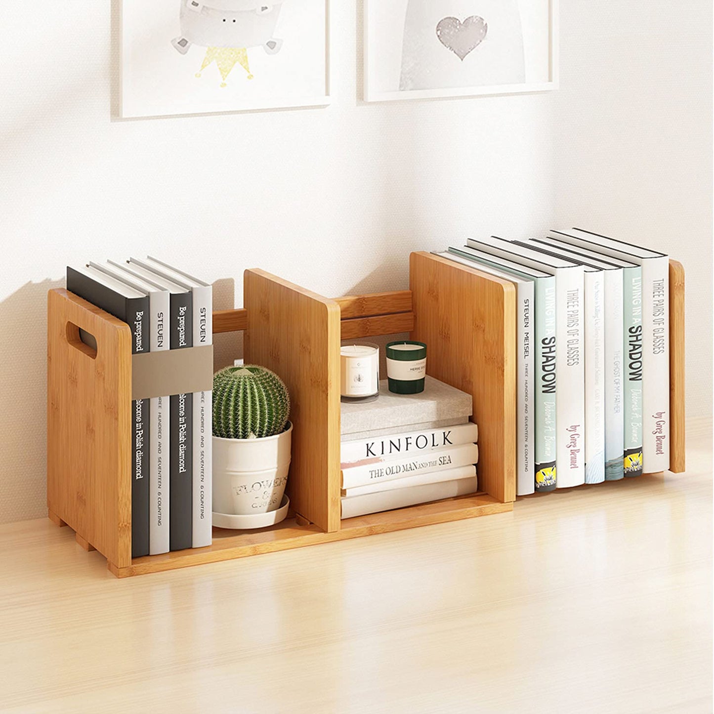 Fox Claw Desktop Bookshelf Expandable Desktop Organizer Counter Bookcase Desk Storage Organizer