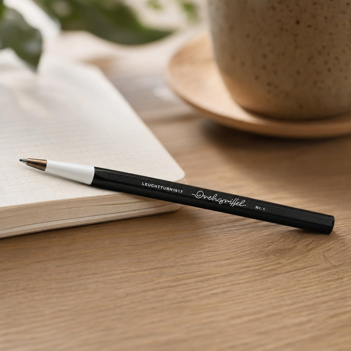 LEUCHTTURM1917 - Drehgriffel Writing Pen (Black) - Ballpoint Pen with Royal Blue Ink Included