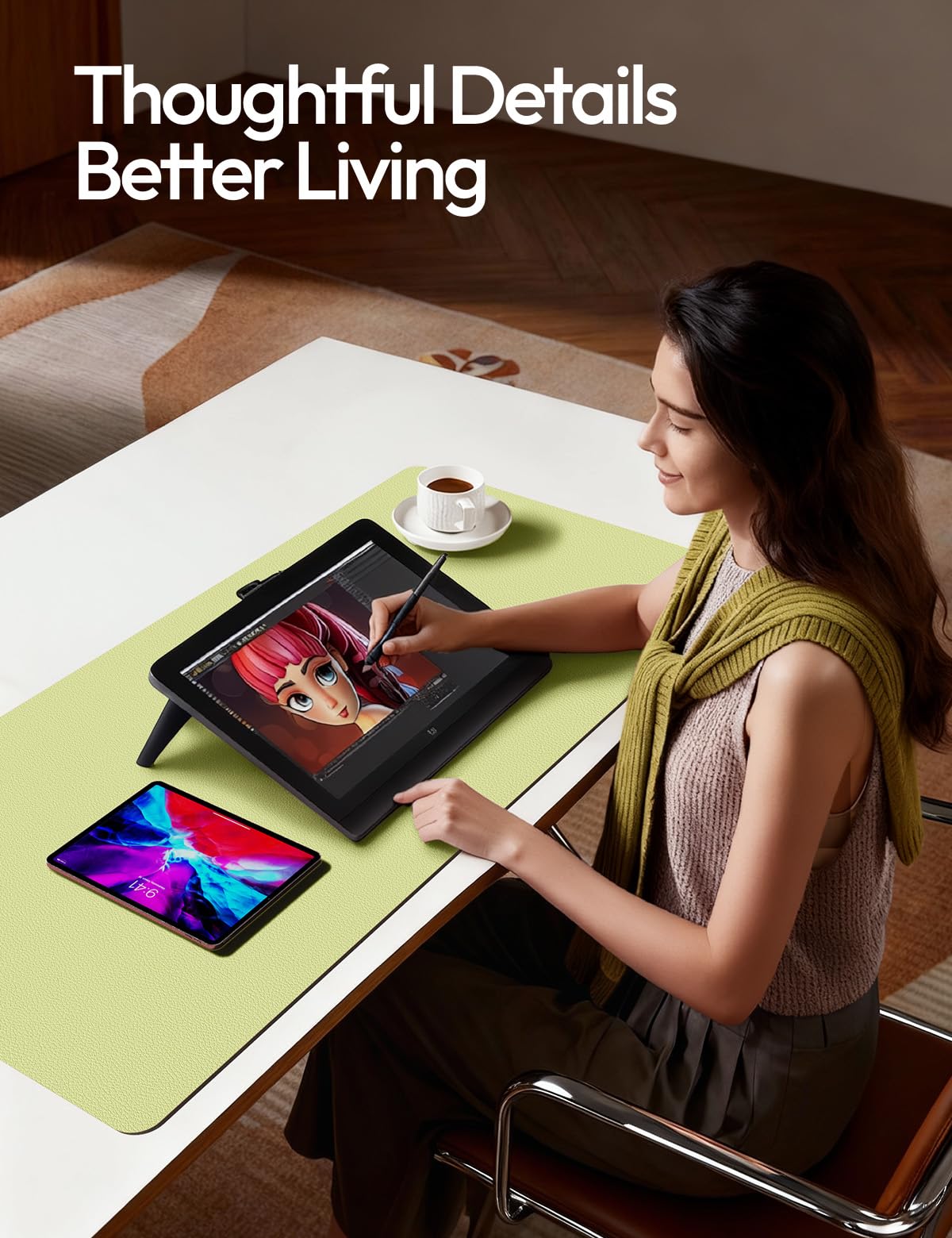 YSAGi Leather Desk Protector, Office Mat, Large Mouse Mat, Non-Slip PU Leather Blotter, Laptop Pad