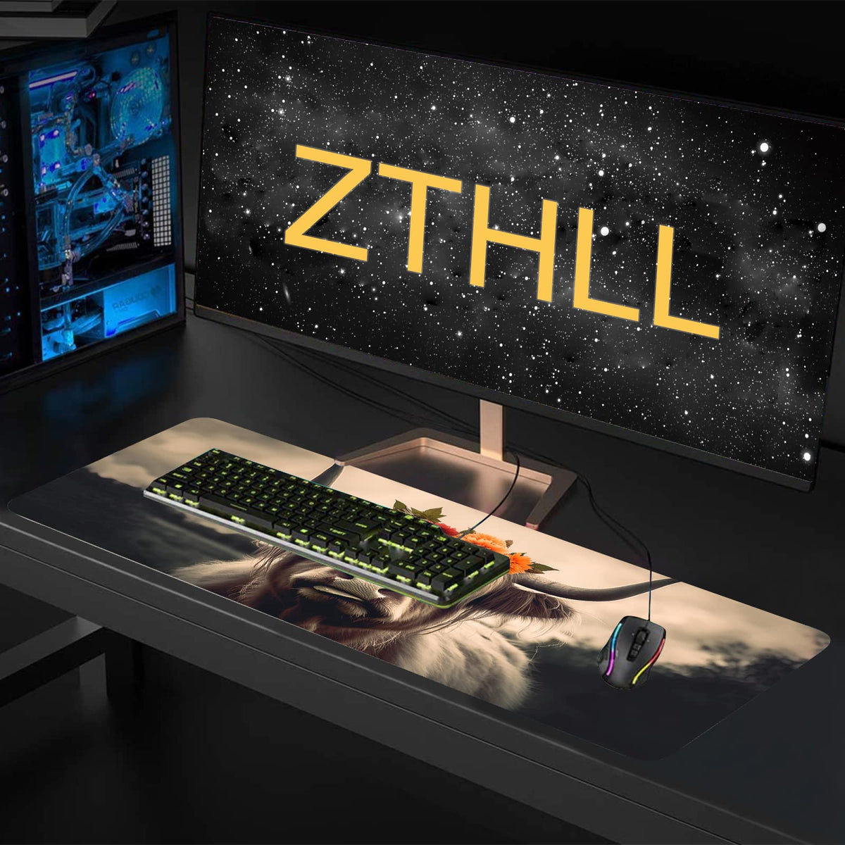 ZTHLL Desk Mat,Highland Cow Gaming Mouse Pad,XXL Extended Mouse Pad Mat for