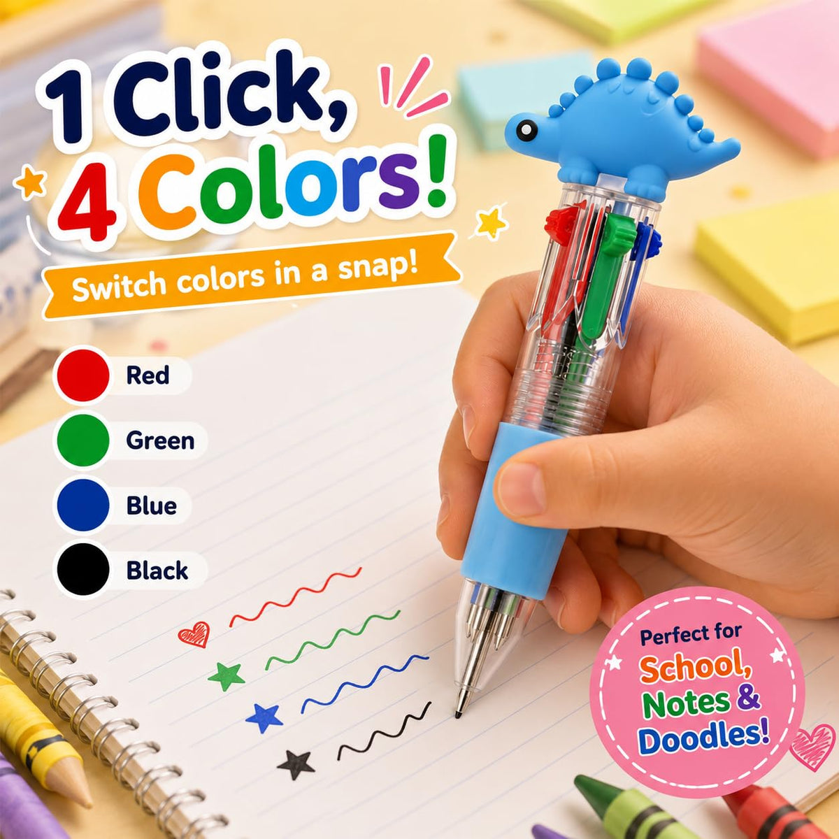 Mini Multicolor Pens -30 Pack Kawaii Animal 4 in 1 Colors Ballpoint Pens for Office