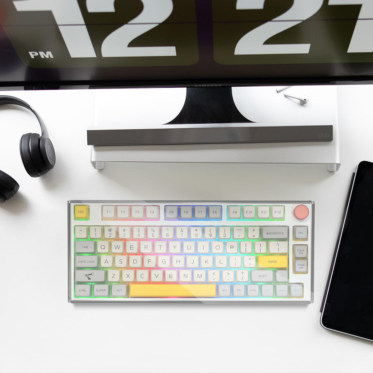 Geekria Clear Acrylic Keypads Cover for 75% Knob Keyboard, Compatible with Keychron Q1 HE/Max/Pro