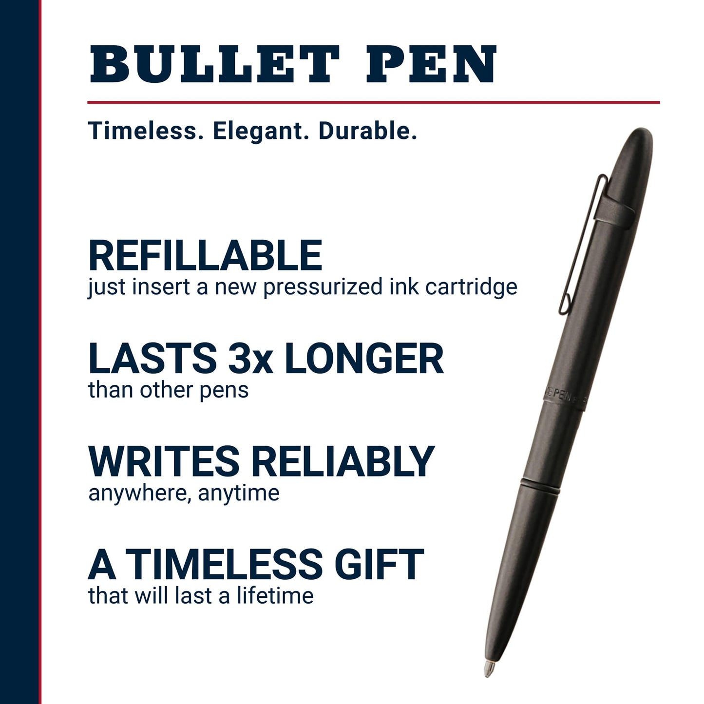Fisher Space Pen Matte Black Pressurized Ballpoint Bullet Pen, Gift Box