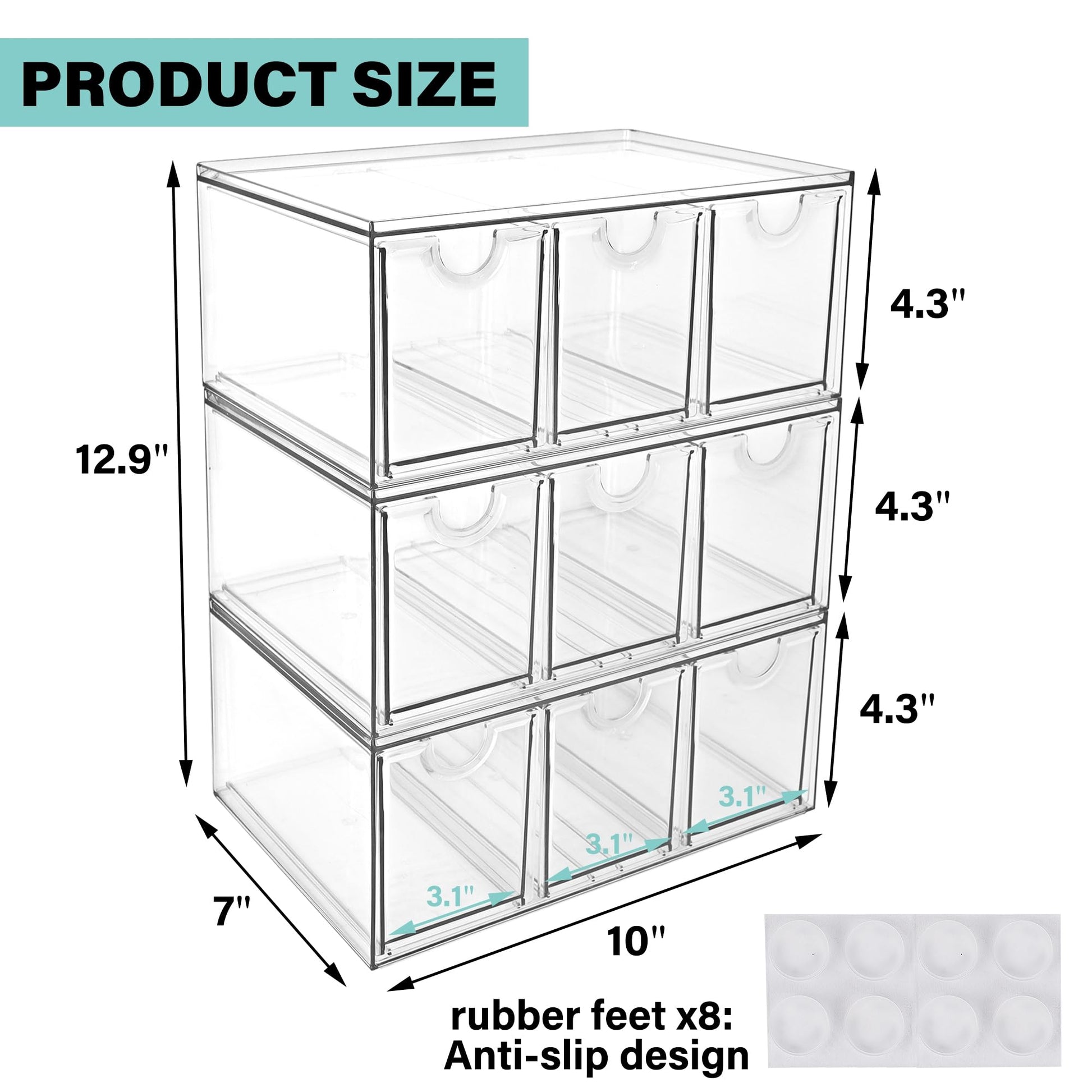 Prsildan Craft Art Supply Organizer Stackable Storage Drawer with 9 Drawers