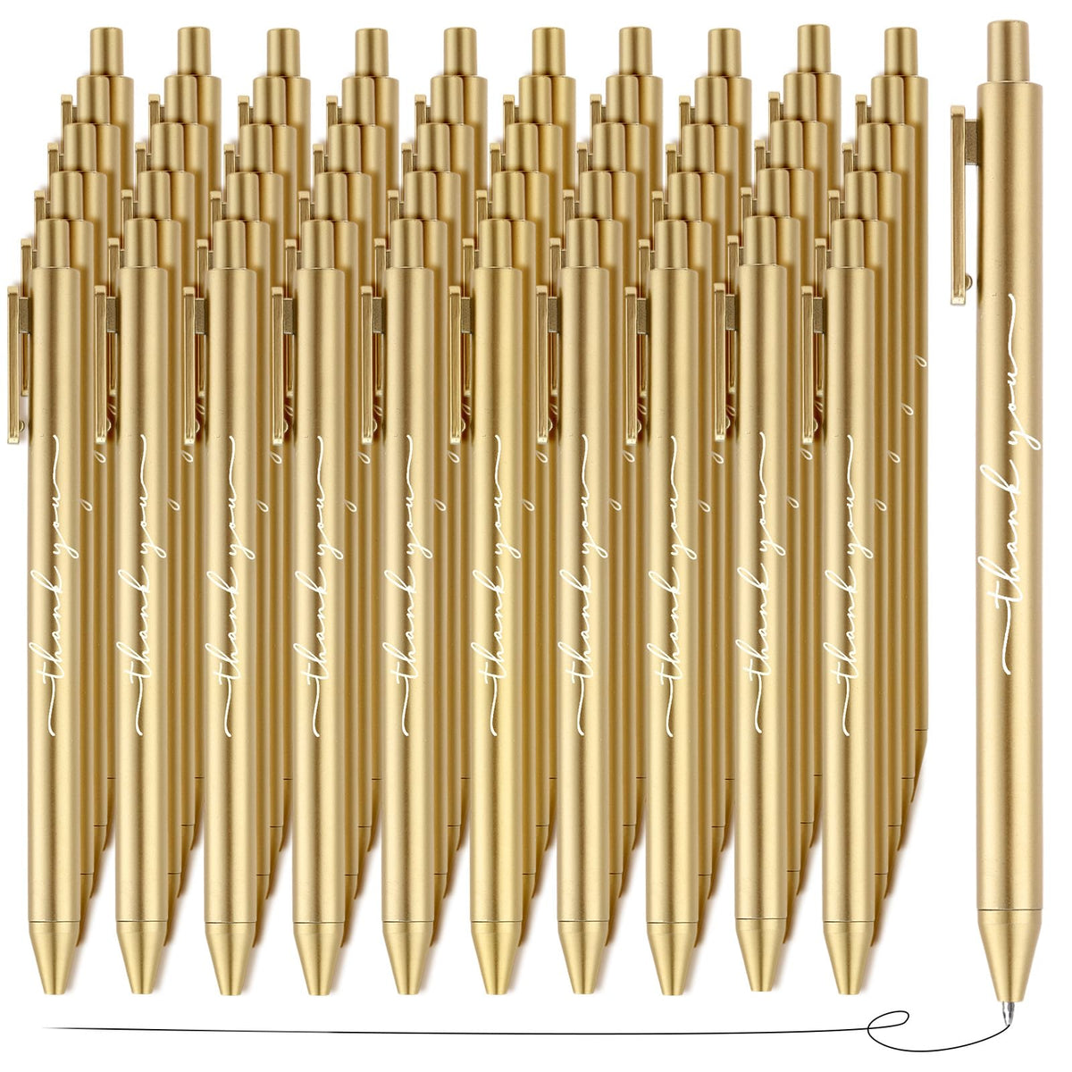 Dispowreath 50 Pcs Thank You Pen Bulk Cute Server Ballpoint, Gold