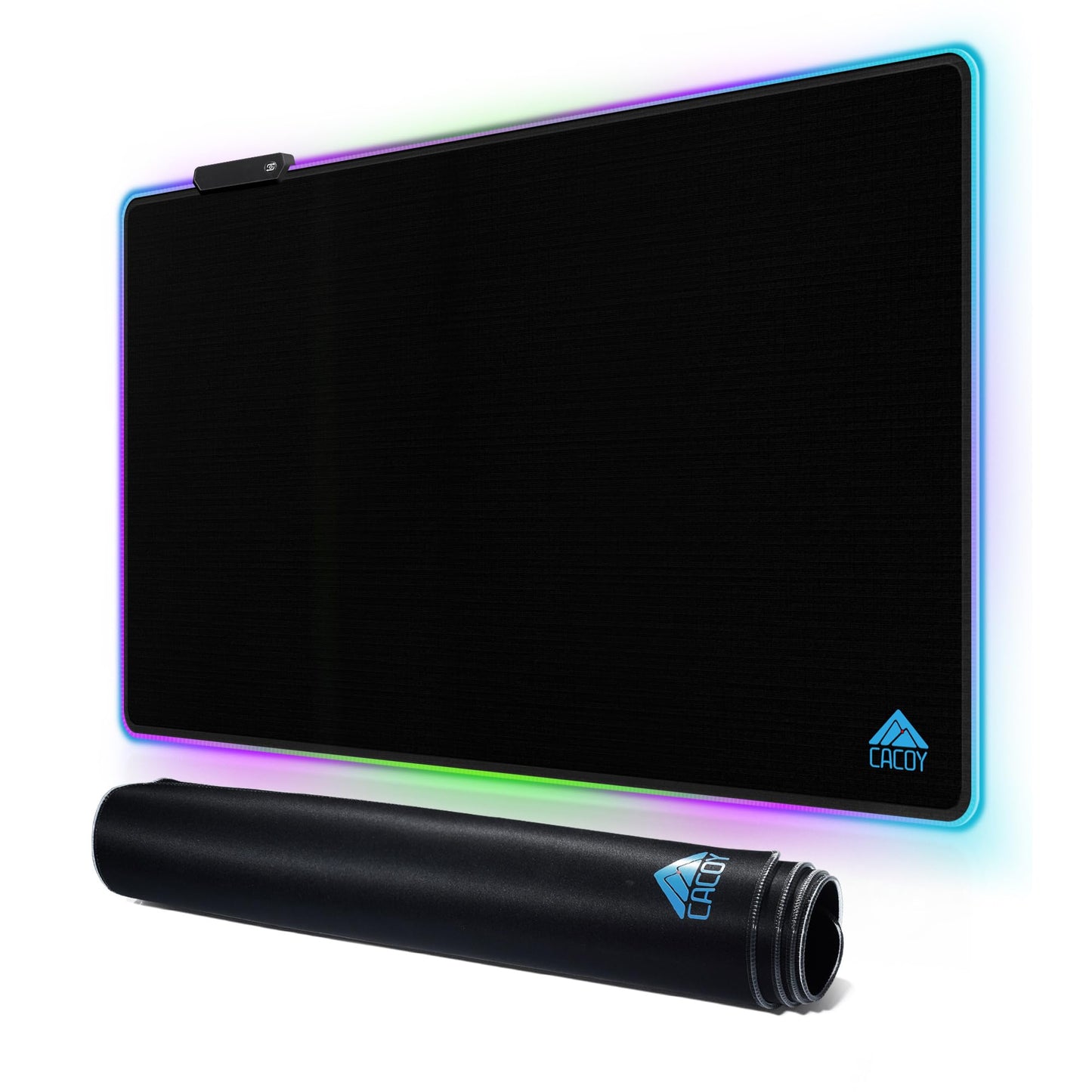Cacoy 31.5x20 Inch RGB Gaming Mouse Pad, Non-Slip Large LED Desk Mat, Black