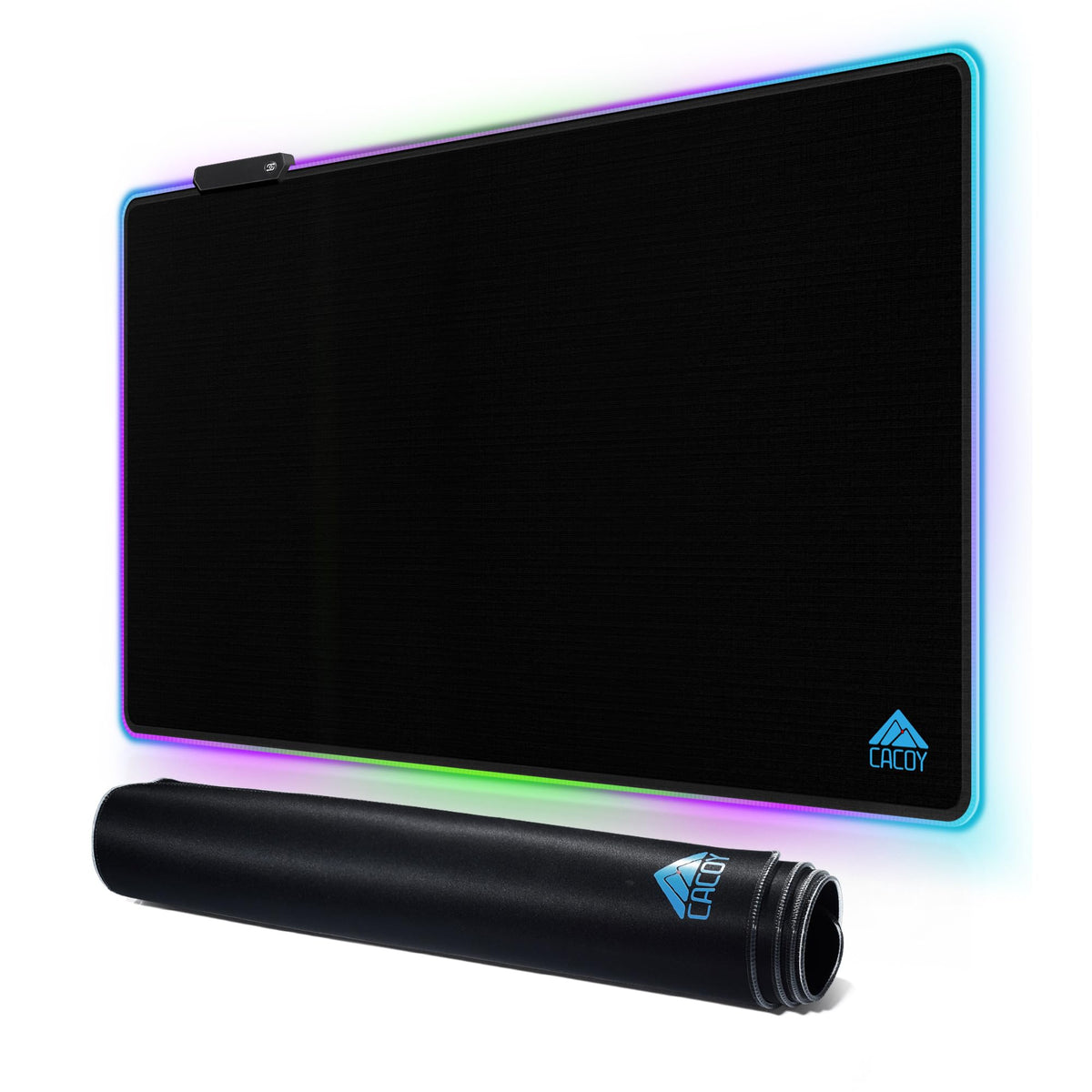 Cacoy 31.5x20 Inch RGB Gaming Mouse Pad, Non-Slip Large LED Desk Mat, Black