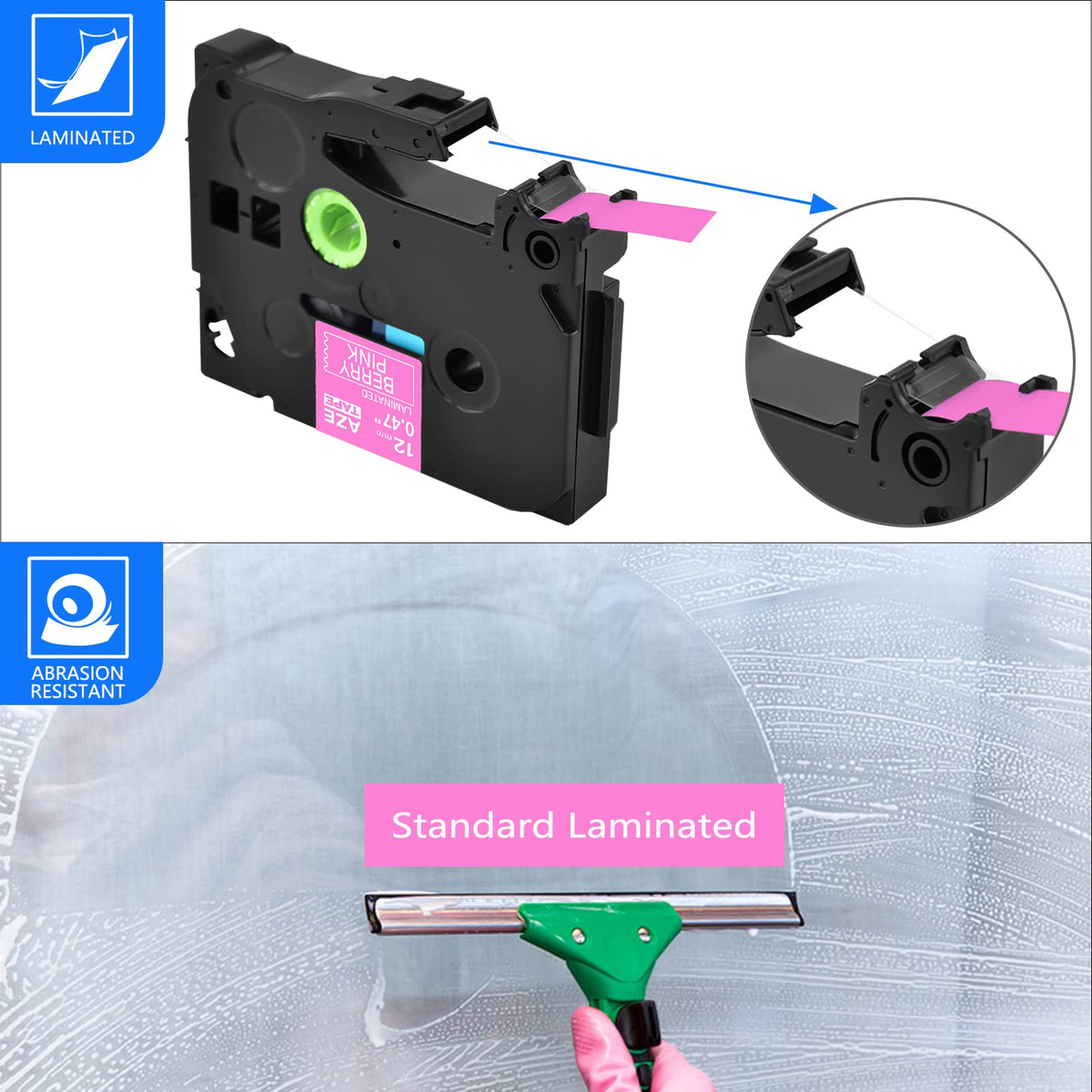 GREENCYCLE Compatible for Brother P Touch TZe Label Tape 12mm 0.47" White on Pink/Green, Black on