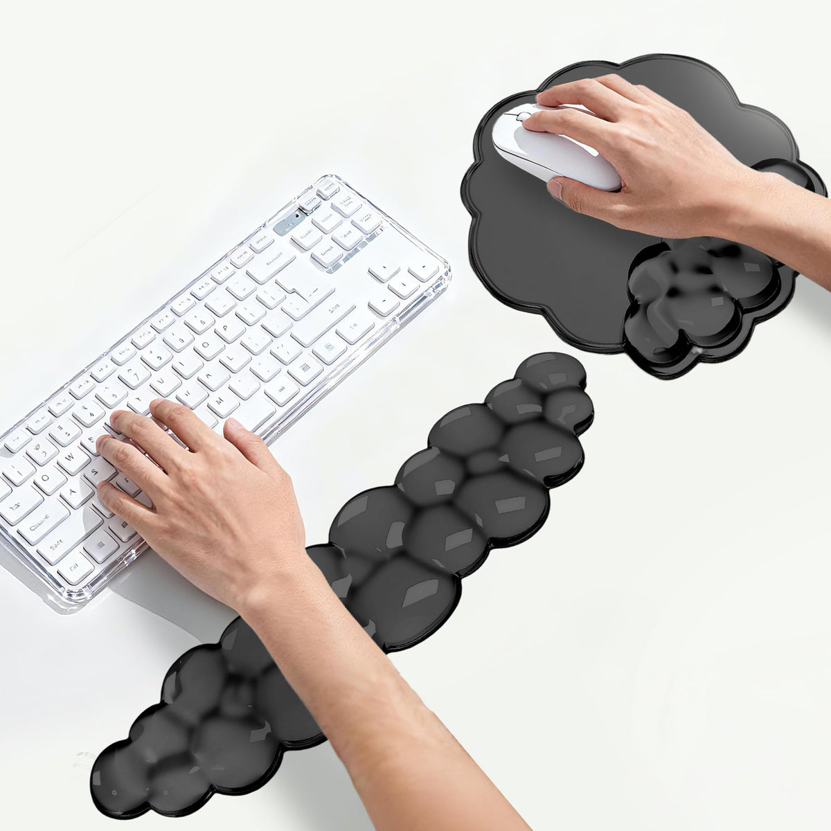 Keyboard Wrist Rest Set — Ergonomic Cloud Wrist Rest Keyboard and Mouse Pad, Non-Slip Desk