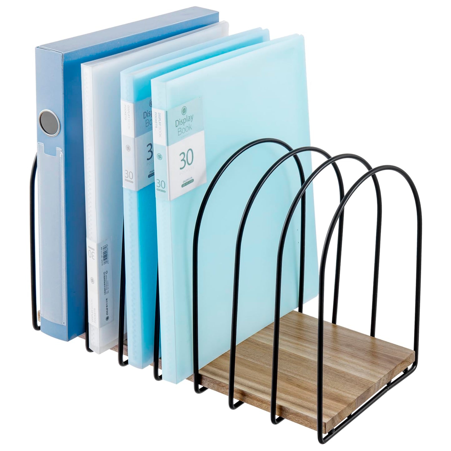 MyGift 14 Inch Large Desktop Document Holder, Premium Acacia Solid Wood and Black Metal Wire Arch 8