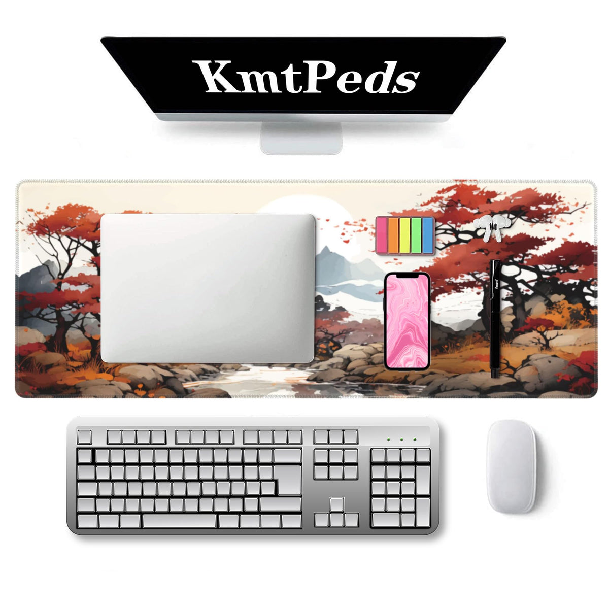 Cherry Blossom XL Mouse Pad,Large Mouse Pad Gaming 31.5 x 11.8 in Mouse Mat Desk Pad,Extended