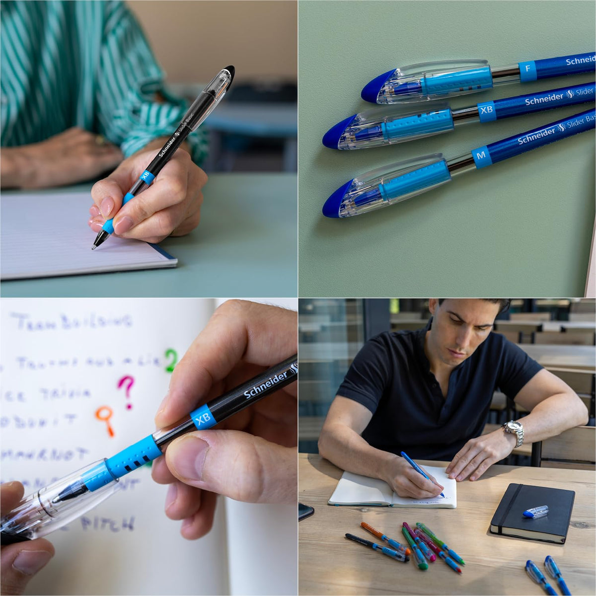 Schneider Slider Basic XB (Extra Broad) Ballpoint Pen, 1.4 mm, Transparent Barrel, Black Ink, Box